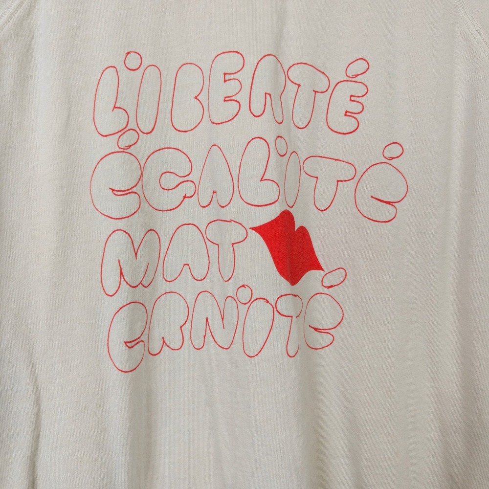 Clare V. Womens Sweatshirt Medium Cream Liberte Egalite Maternite Graphic - Picture 3 of 9